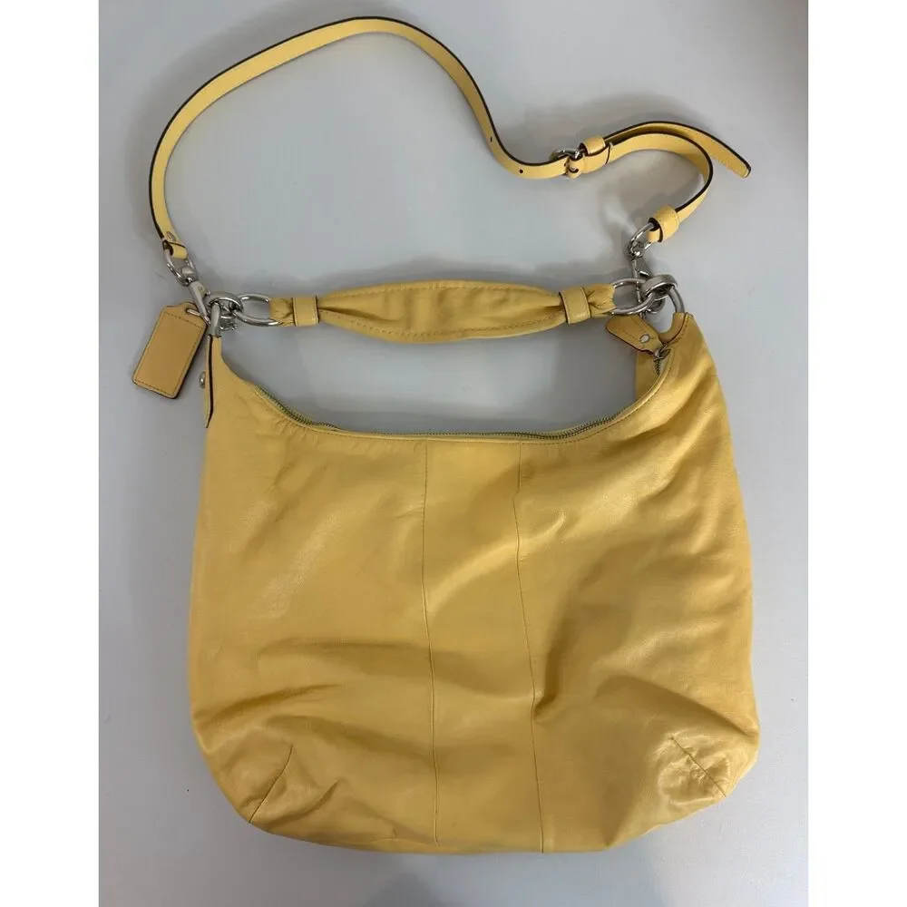 Coach Kristin Yellow Leather Hobo Style Shoulder Bag With Crossbody Strap 16787